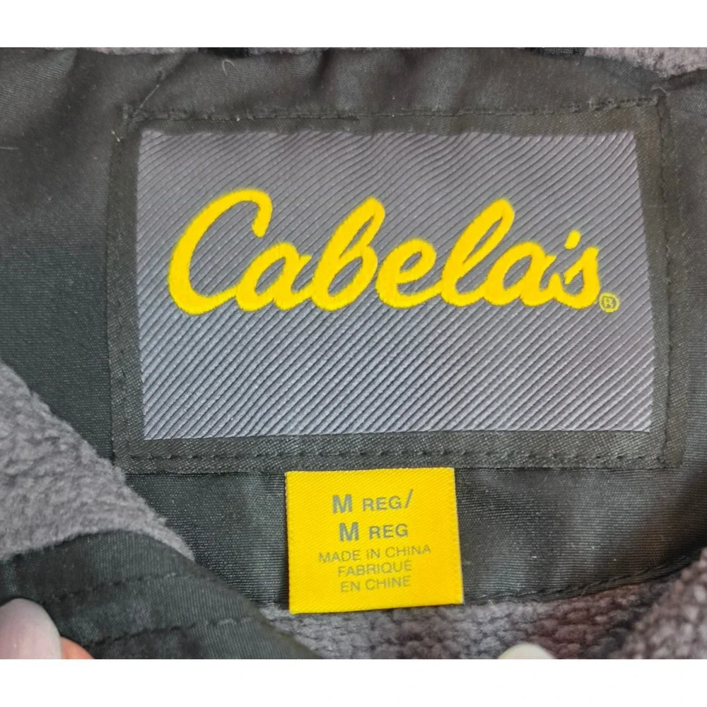 Cabelas Mens 3-Season Bomber Jacket Black Fleece Lined Windbreaker Vintage Y2K M